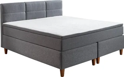 Produktbild von Boxspringbett KENORA BX2360, grau, mit integriertem Topper und durchgehendem Matratzenkern