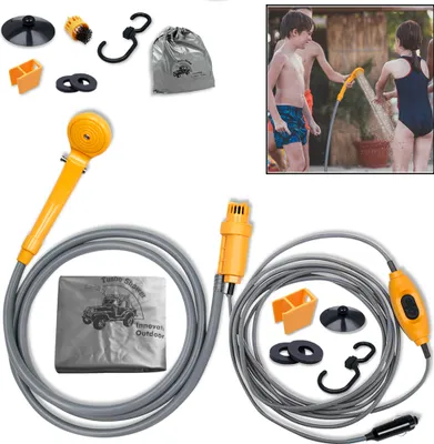 Obrázok produktu pre XMTECH 12V kempingová sprchová hlavica s čerpadlom Kempingová sprcha Mobilná vonkajšia sprcha vrátane hadice a napájacieho kábla Nastaviteľný tlak vody
