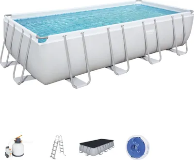 Produktbild von Bestway® Power Steel™ Frame Pool Komplett-Set mit Sandfilteranlage 549 x 274 x 122 cm, lichtgrau, eckig