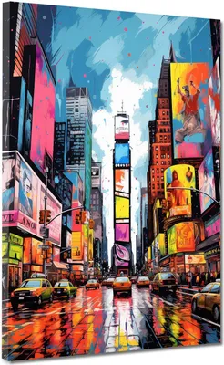 Produktbild von New York USA Blue Sky Leinwandbild Wandbild Kunstdruck XL Wanddeko: 90x120x2cm