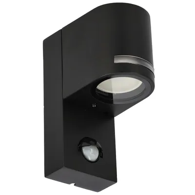 Zdjęcie produktu dla Lampa ogrodowa, elewacyjna zewnętrzna ścienna z czujnikiem ruchu VIRA 1 SENSOR GU10 czarny IP44 EDO777376 EDO Garden Line