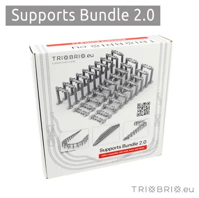 Produktbild von Trixbrix Stützen-Set 2.0, Hochbahn-Stützen – Schienen kompatibel mit LEGO® City Eisenbahn und Zug, Zubehör für Klemmbausteine, KI-generiertes Bild