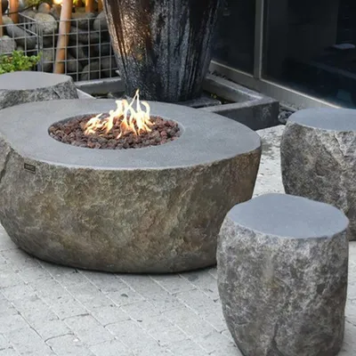 Immagine prodotto di ELEMENTI Gasfeuerstelle Vesuv Sitzgruppe (Feuerstelle + 4 Sitzhocker)