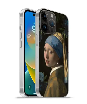 Produktbild von MuchoWow® Handyhülle Schutzhülle Hülle für Apple iPhone 14 Pro - Softcase Mädchen mit einem Perlenohrring - Blumen - Blau Silikon Softcase Handy Hülle - Umschlag