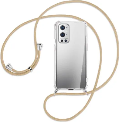 Produktbild von Handykette Backcover-Schutzhülle mit Band (Metall silberfarben) für OnePlus 9 - caramel