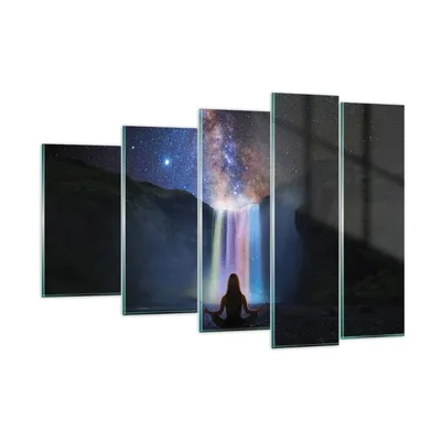 Produktbild von Bilder auf glas - 5 Teile - Wasserfall die Sterne Meditation - 150x100cm - Glasbilder - Wandbilder - Bilder - Wanddekoration aus Glas - Glas Bilder - Wandbild auf Glas - GEG150x100-4774
