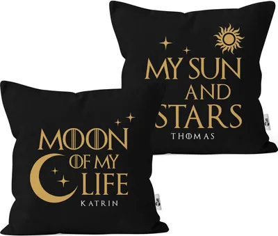 Produktbild von Partner Kissen-Bezüge 2er Kissen-Set mit Name Liebe Spruch Zitat personalisierte Geschenke Paare Baumwolle SpecialMe® Set schwarz unisize
