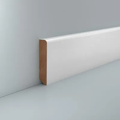 Produktbild von Sockelleiste weiß 16 x 80 Holz Buche Lackiert Fußleiste RAL 9010
