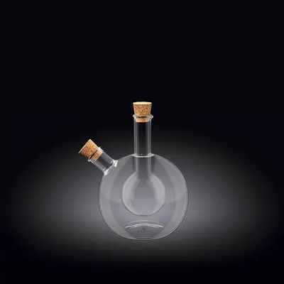 Produktbild von 2-in-1 Glas Essig-Ölflasche - Öldispenser - Essigspender - Flaschen zum Befüllen - Haushalt - Gastronomie - Geschenkset - 300 ml / 60 ml