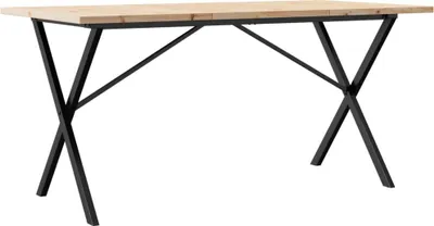Produktbild von vidaXL Esstisch X-Gestell 160x80x75,5 cm Massivholz Kiefer & Stahl