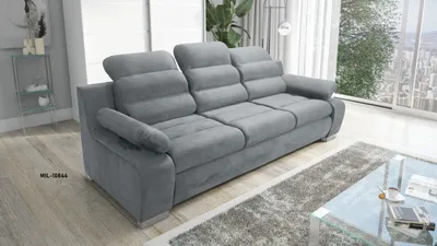 Produktbild von Sofa DENVER - mit Schlaffunktion, Schlafsofa, Dreisitzer, mit manueller Kopfteil-Verstellung, hohe Belastbarkeit - Hellgrau