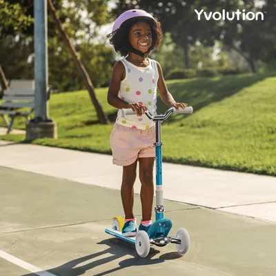 Image de Trottinette Yvolution Classic Glider bleue - guidon réglable et pliable