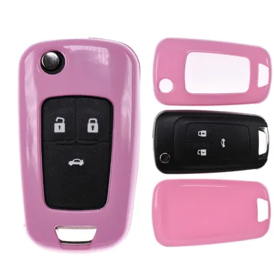 Produktbild von Auto Schlüssel Kunststoff Hülle ABS Plastik Schutz Cover Pink kompatibel mit Opel Astra J Corsa D Meriva Insignia Zafira Adam Klappschlüssel