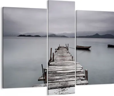 Produktbild von Bild auf Leinwand - Leinwandbild - Brücke See - 95x80cm - Wand Bild - Wanddeko - Wandbilder - Leinwanddruck - Bilder - Kunstdruck - Wanddekoration - Leinwand bilder - Wandkunst - CB95x80-3547