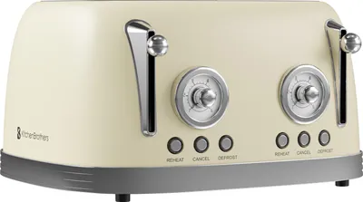 Produktbild von KitchenBrothers Retro Toaster - Toaster - 6 Bräunungsstufen - 4 Extra Breite Schlitze - 815W - Beige