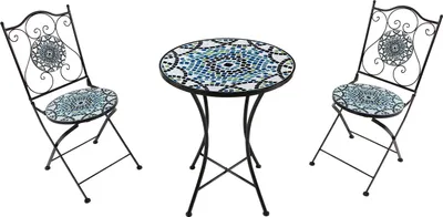 Immagine prodotto di AXI Amélie Set Bistrot da Balcone, 2 Sedie 1 Tavolo, Set Bistrò Veranda Mosaico Diversi colori - Set Bistro da Giardino, Tavolo Bistro a Mosaico per Giardino/Balcone/Terrazza