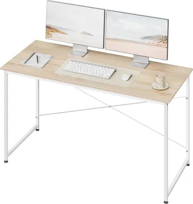 Produktbild von WOLTU Schreibtisch, mit Metallgestell, aus Holzwerkstoff, 140x60x75 cm, Helle Eiche