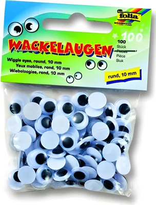 Produktbild von Folia Wackelaugen mit beweglicher Pupille, rund Ø 10mm, 100 Stück