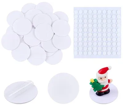 Produktbild von 85 Stück weiße Miniaturbasis 5 cm runde Miniaturbasis Acryl Spielfigur Standardbasis mit 100 Stück flachen runden PVC runden doppelseitigen Klebstoff für Brettspiele und