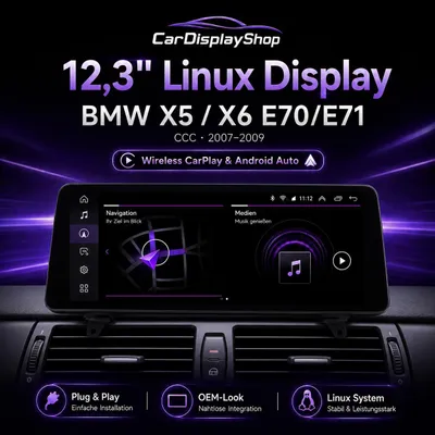 Produktbild von 10,25" Linux Display BMW X5/X6 E70/E71 CIC 2010–2013 CarPlay & Android Auto