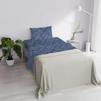 Imagen del producto de Juego de sábanas DAFNE, estampado, de microfibra, color azul "Citylif", para cama francesa