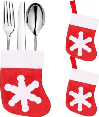 Produktbild von 3 Stk Weihnachten Besteckhalter Tischdeko Bestecktasche Besteckbeutel