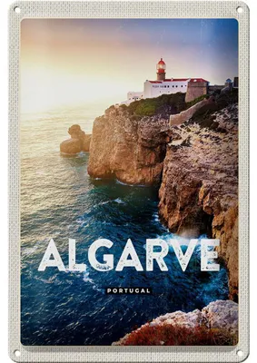 Produktbild von Blechschild Reise 20x30cm Algarve Portugal Klippen Meer Urlaub