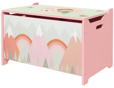 Produktbild von Aufbewahrungsbox mit Stauraum, Spielzeugkiste mit Deckel-Sicherheitsscharnier, niedlichem Tierdesign, 60 x 37 x 39 cm, Rosa