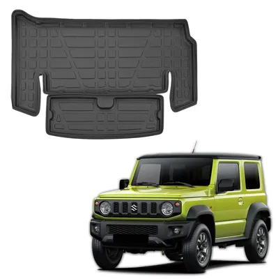 Produktbild von SCOUTT | Kofferraumwanne Laderaumwanne Kompatibel mit Suzuki Jimny ab 2018, mit Hoher Rand, Kofferraum-Schutzmatte, Geriffelt, Aufrollbar, Schwarz