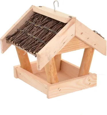 Image de Mangeoire en bois à suspendre 20 cm Mangeoire suspendue pour oiseaux
