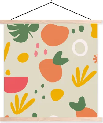 Produktbild von MuchoWow® Textilposter Obst - Sommer - Design 120x120 cm mit holzfarbenen Rahmen - Textil-Poster
