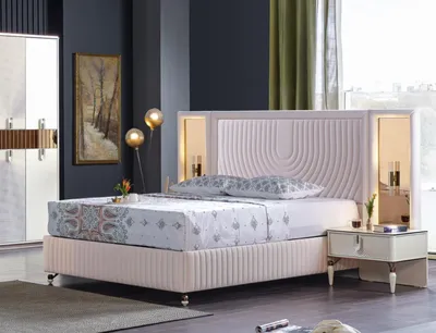 Produktbild von Luxus Schlafzimmer Set Bett + 2x Nachttische Holz Komplettes Modern Neu