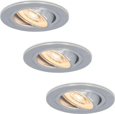 Produktbild von hoftronic LED Einbaustrahler 3er Set 6W 2700K Dimmbar Schwenkbar Edelstahl
