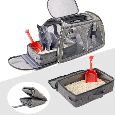 Produktbild von Tragbare Katzentoilette für Katzen im Auto, geruchsfrei, auslaufsicher, zusammenklappbar, faltbar