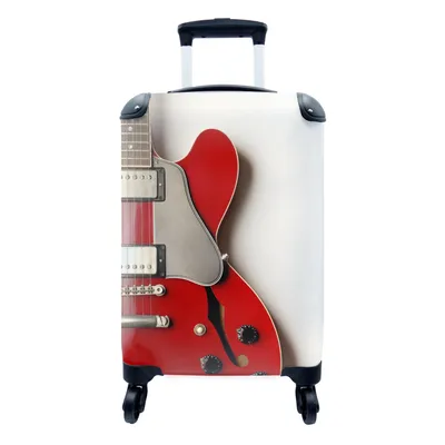 Produktbild von MuchoWow® Koffer Handgepäck Trolley Rollkoffer Kleine Reisekoffer mit 4 Rollen - Eine rote E-Gitarre - Cabin Size < 55x40x23 cm & 55x40x20 cm - Fotokoffer - Kabinenkoffer - Boardgepäck - Reise-Box - Reisekoffer - Reisegepäck - Koffer mit Bild - Trolley für Kinder