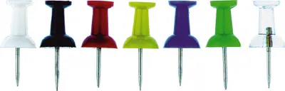 Produktbild von ALCO Pinnwandnadel 9 x 12 mm (Ø x L) Kunststoff farbig sortiert 20 St./Pack.