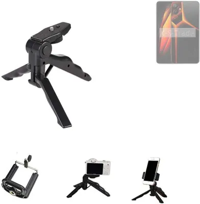 Produktbild von K-S-Trade Stativ Tisch-Ständer Dreibein Handy-Stativ Ständer kompatibel mit Tecno Pova 4 Mini-Stativ Smartphone Tripod Handy-Stativ aus Plastik