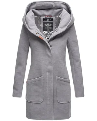 Produktbild von Marikoo Damen Trenchcoat Herbst Winter Jacke Kurz Mantel Parka Outdoor Kapuze Maikoo Hellgrau Gr. 40 - L