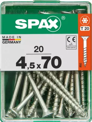 Produktbild von Spax Universalschrauben 4.5 x 70 mm TX 20 Senkkopf - 20 Stk.