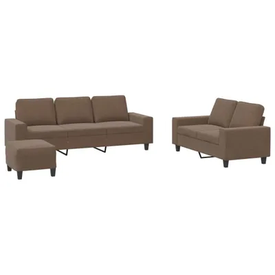 Image de vidaXL Ensemble de canapés 3 pièces brun tissu