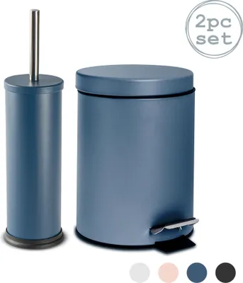 Produktbild von Harbour Housewares Runder Badezimmer-Treteimer – 3 Liter – Mattblau