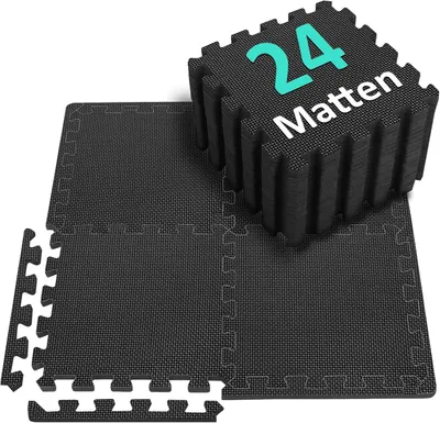 Produktbild von Fitness Bodenschutzmatte Puzzlesmatte 31x31 cm, 24 Stück, EVA Sportmatte, für Fitnessstudio