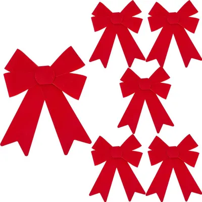 6 große Weihnachtsschleifen, rot, PVC, 315 x 240 mm