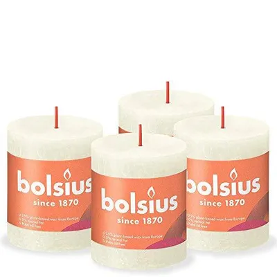 Produktbild von Bolsius Rustikale Stumpenkerzen Shine 4 Stk. 80x68 mm Perlenweiß