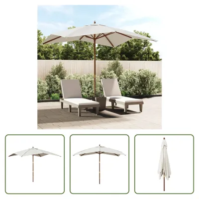 Image de The Living Store Parasol avec mât en bois sable 300x300x273 cm