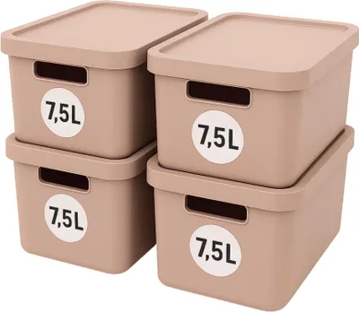 Produktbild von Plastard Aufbewahrungsbox 4er-Set, 7,5L, Lagerbox, Regalbox, stapelbar, Pink
