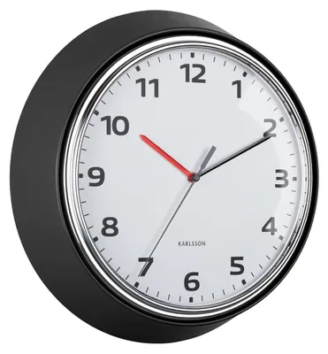 Wanduhr Modern Retro, Schwarz, Ø34 cm, Retro-Design