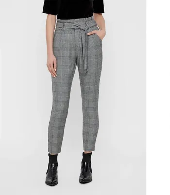 Produktbild von Vero Moda High Waist Paperbag Check Hosen Grau S / 32 Damen Grau S