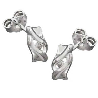 Produktbild von Ohrstecker Ohrring 10x5mm mit Zirkonia matt glänzend Silber 925 silber 10x5mm
