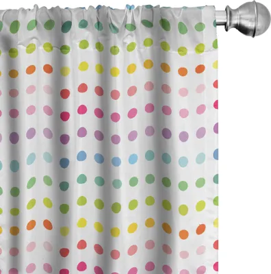 Produktbild von ABAKUHAUS Punktmuster Vorhänge, Gardinen, Modernes Konzept der Energetische Spots auf einem einfachen Hintergrund Kreise Regenbogen Thema, 2 Stück 75 x 245 cm, Mehrfarbig